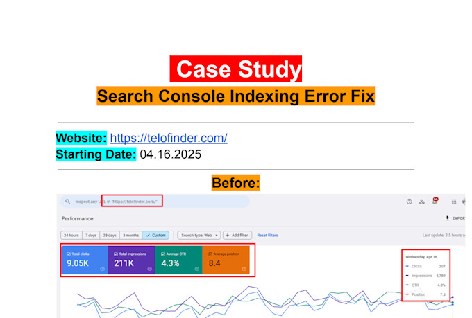 fix technical SEO, on page and google search console indexing